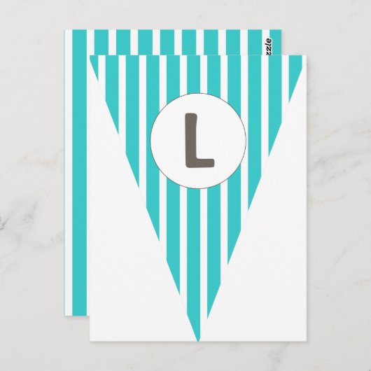 おもしろいストライプティール(緑がかった色)白のカスタマイズ可能なフラグのバント ポストカード (正面/裏面)