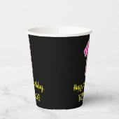 おもしろいストライプピンクの誕生日"1":幸せな1歳の誕生日+名前 紙コップ (左)