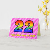 おもしろいストライプピンクハート、レインボー# 22誕生日 カード (黄色い花)