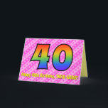 おもしろいストライプピンクハート、レインボー# 40th Birthday カード<br><div class="desc">明るい明るいピンクと暗いピンクのハート形状の背景には、レインボースペクトルの外観によるカラフルパターンを持つ40の多数のフロントを特徴とする明るく明るい40歳の誕生日グリーティングカードデザインであストライプのる。フロントには、編集可能な受信者の名前で「Happy 40th Birthday」というメッセージが表示され後を追る。内部はカスタマイズ可能な誕生日の挨拶メッセージを備えているか、またはおそらくクリアされ離れて空白の、メッセージは代わりに手で書取ることもしである可能性がある。このようなカスタマイズ可能な誕生日カードは、誰かの40歳の誕生日のお祝いでメッセージを送信するおもしろいと幸せな方法かもしれない。[～Z0000418]</div>