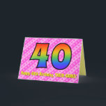 おもしろいストライプピンクハート、レインボー# 40th Birthday カード<br><div class="desc">明るい明るいピンクと暗いピンクのハート形状の背景には、レインボースペクトルの外観によるカラフルパターンを持つ40の多数のフロントを特徴とする明るく明るい40歳の誕生日グリーティングカードデザインであストライプのる。フロントには、編集可能な受信者の名前で「Happy 40th Birthday」というメッセージが表示され後を追る。内部はカスタマイズ可能な誕生日の挨拶メッセージを備えているか、またはおそらくクリアされ離れて空白の、メッセージは代わりに手で書取ることもしである可能性がある。このようなカスタマイズ可能な誕生日カードは、誰かの40歳の誕生日のお祝いでメッセージを送信するおもしろいと幸せな方法かもしれない。[～Z0000418]</div>