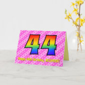 おもしろいストライプピンクハート、レインボー# 44誕生日 カード (黄色い花)