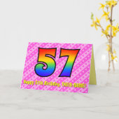 おもしろいストライプピンクハート、レインボー# 57誕生日 カード (黄色い花)