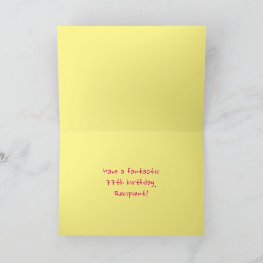 おもしろいストライプピンクハート、レインボー# 77誕生日 カード (内部)