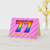 おもしろいストライプピンクハート、レインボー# 77誕生日 カード (黄色い花)