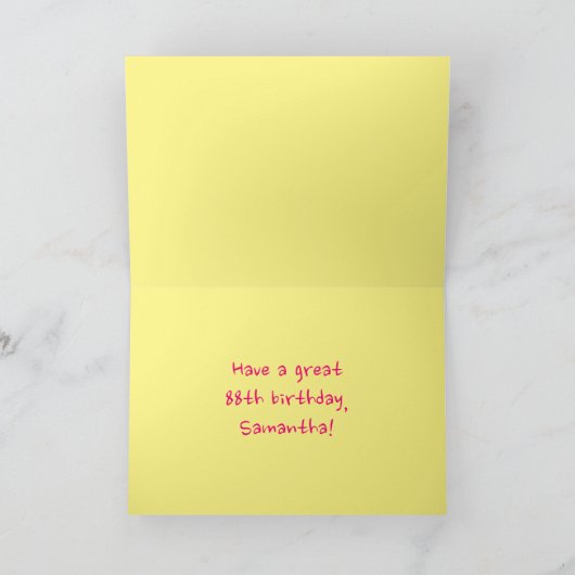 おもしろいストライプピンクハート、レインボー# 88誕生日 カード (内部)