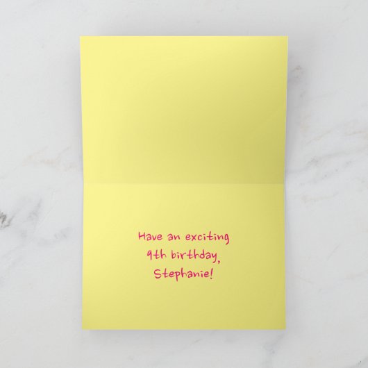 おもしろいストライプピンクハート、レインボー# 9誕生日 カード (内部)