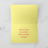 おもしろいストライプピンクハート、レインボー# 94誕生日 カード (内部)