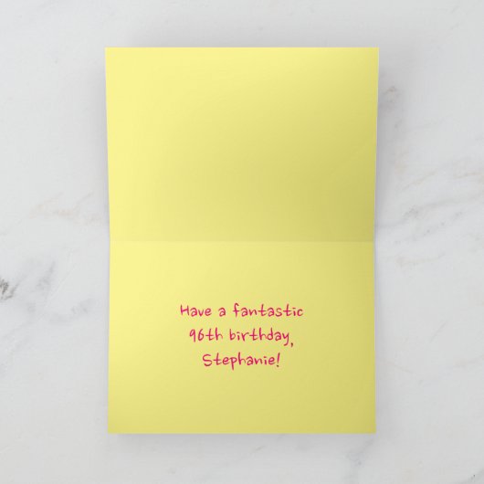 おもしろいストライプピンクハート、レインボー# 96誕生日 カード (内部)