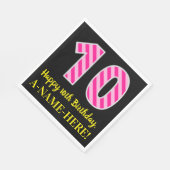 おもしろいストライプピンク色の誕生日"10"；ハッピー10 スタンダードランチョンナプキン (角)