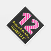 おもしろいストライプピンク色の誕生日"12"; Happy 12"；名前 スタンダードランチョンナプキン (角)