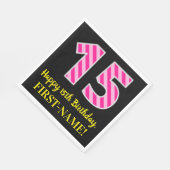 おもしろいストライプピンク色の誕生日"15";ハッピー15 スタンダードランチョンナプキン (角)