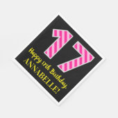 おもしろいストライプピンク色の誕生日"17"; Happy 17 スタンダードランチョンナプキン (角)