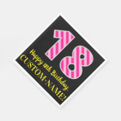 おもしろいストライプピンク色の誕生日"18"; Happy 18 スタンダードランチョンナプキン (角)