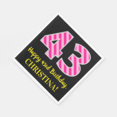 おもしろいストライプピンク色の誕生日"43"; Happy 43 スタンダードランチョンナプキン (角)