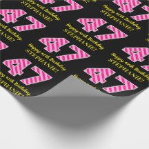 おもしろいストライプピンク色の誕生日"47"; Happy 47