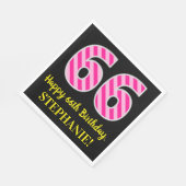 おもしろいストライプピンク色の誕生日"66"; Happy 66 スタンダードランチョンナプキン (角)