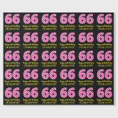 おもしろいストライプピンク色の誕生日"66"; Happy 66 ラッピングペーパー (フラット)