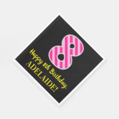 おもしろいストライプピンク色の誕生日"8"; Happy 84 スタンダードランチョンナプキン (角)