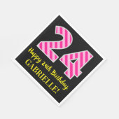 おもしろいストライプピンク誕生日"24"；ハッピー24 スタンダードランチョンナプキン (角)