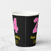 おもしろいストライプピンク誕生日"24"：ハッピー24 紙コップ (右)