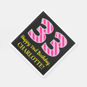 おもしろいストライプピンク誕生日"33"; Happy 33 スタンダードランチョンナプキン (角)