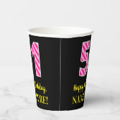 おもしろいストライプピンク誕生日"51"：ハッピー51 紙コップ (右)