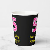 おもしろいストライプピンク誕生日"55"：ハッピー55 紙コップ (左)