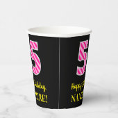 おもしろいストライプピンク誕生日"55"：ハッピー55 紙コップ (右)