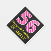おもしろいストライプピンク誕生日"56"、Happy 56 スタンダードランチョンナプキン (角)