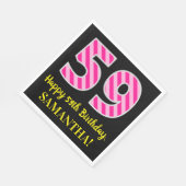 おもしろいストライプピンク誕生日"59"; Happy 59 スタンダードランチョンナプキン (角)