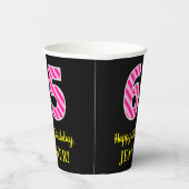 おもしろいストライプピンク誕生日"65":ハッピー65 紙コップ (右)