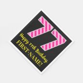 おもしろいストライプピンク誕生日"77"; Happy 77 スタンダードランチョンナプキン (角)