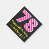 おもしろいストライプピンク誕生日"78"; Happy 78 スタンダードランチョンナプキン (角)