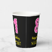 おもしろいストライプピンク誕生日"81"：ハッピー81 紙コップ (右)