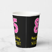 おもしろいストライプピンク誕生日"85":ハッピー85 紙コップ (右)