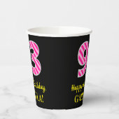 おもしろいストライプピンク誕生日"93"：ハッピーピンク93 紙コップ (左)