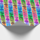[おもしろいストライプ付き]パターン#5aダイヤモンドレインボー ラッピングペーパー (角)