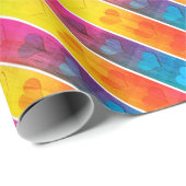 [おもしろいストライプ付き]パターン#6cレインボーハート ラッピングペーパー (ロールコーナー)