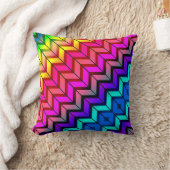[おもしろいストライプ付き]パターン#7aレインボージオメトリック クッション (ブランケット)