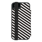 おもしろいストライプBLACK diagonal + your backgr.color Incipio iPhoneウォレットケース (フォリオ裏面)