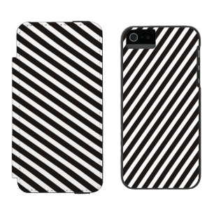 おもしろいストライプBLACK diagonal + your backgr.color iPhone SE/5/5sウォレットケース