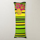 おもしろいストライプVとハイビスカス+あなたのバックガー。 ボディピロー (正面縦)