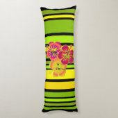 おもしろいストライプVとハイビスカス+あなたのバックガー。 ボディピロー (裏面 (縦))