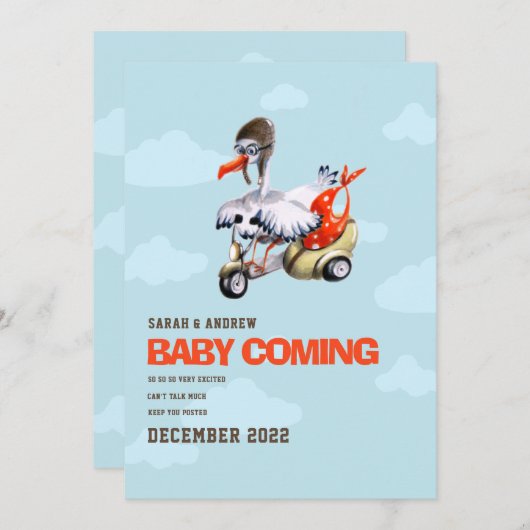 おもしろいストル男女兼用シンプルク妊娠 案内状 (正面/裏面)