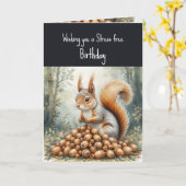 おもしろいストレスフリーナットフリー誕生日かわいいリス カード (黄色い花)