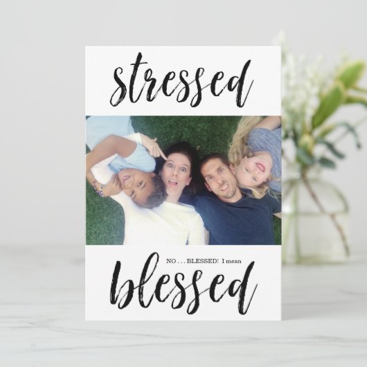 おもしろいストレス賛美とクリスマスの写真 シーズンカード (スタンド正面)