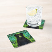 おもしろいストーリーブックリトルブラックベア スクエアペーパーコースター (インサイチュ)