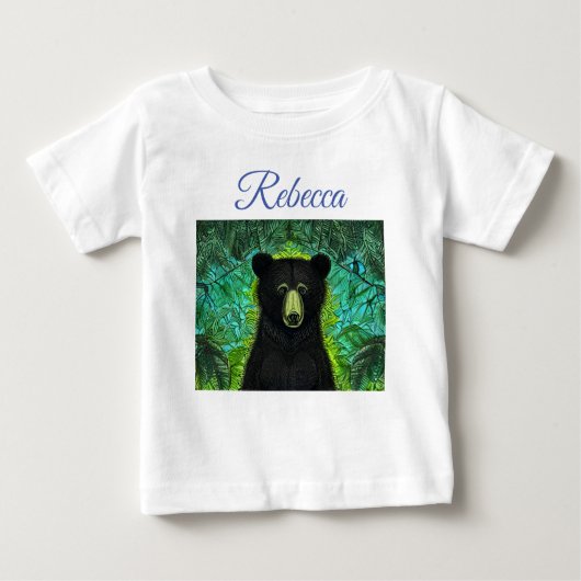 おもしろいストーリーブックリトルブラックベア ベビーTシャツ (正面)