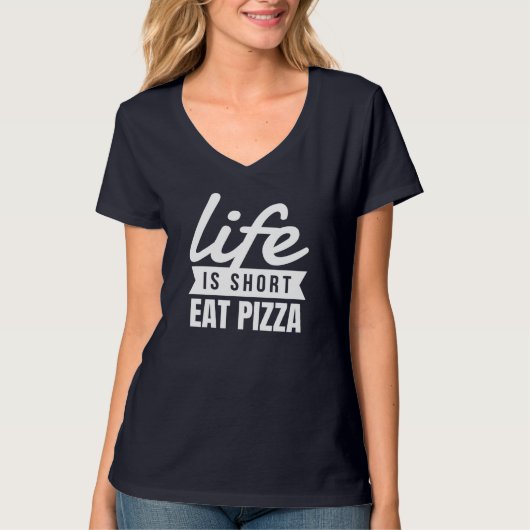 おもしろいスナックの生活は短いピ食べザフード恋人 Tシャツ (正面)
